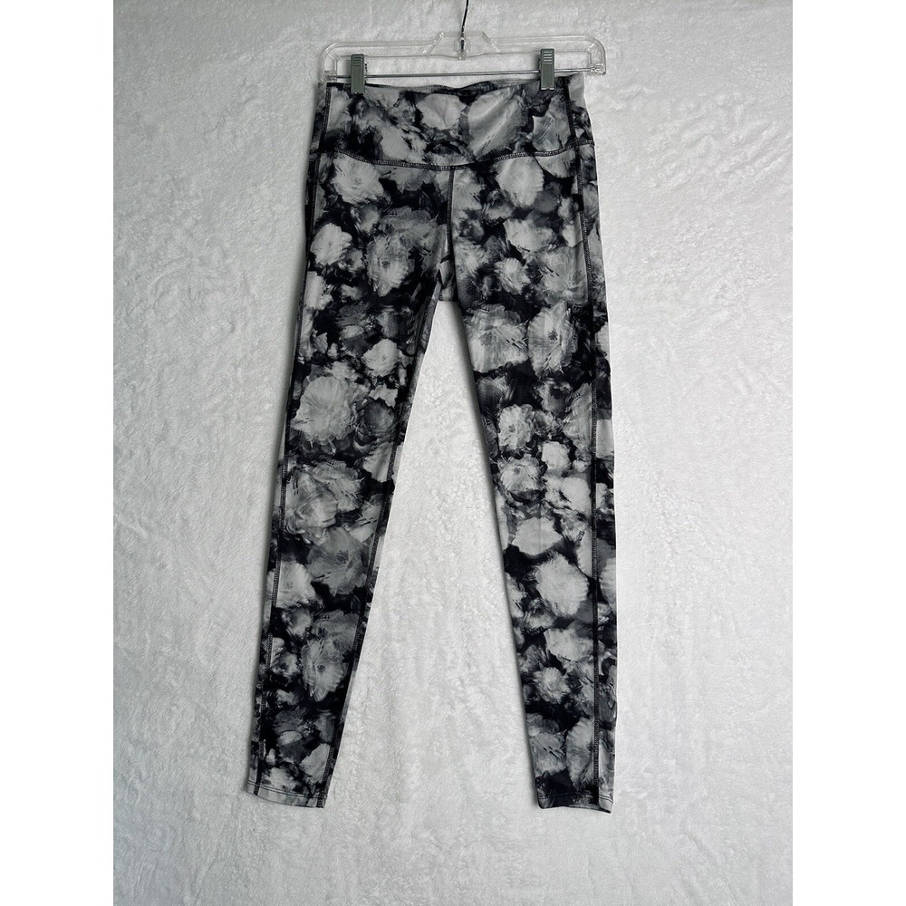 Athleta Womens Leggings S Chaturanga Floral Crush Black‎ White